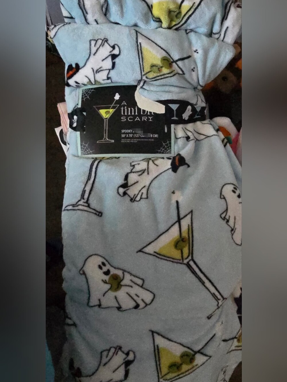 a tiny bit scary martini ghost throw Martini Ghost Throw